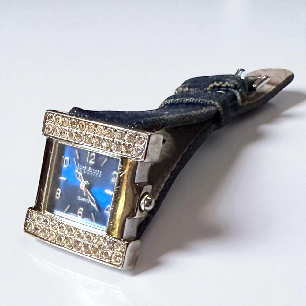 VTG Joan Rivers Classics Watch Womens Blue Dial Rhinestones Denim Strap WORKS
